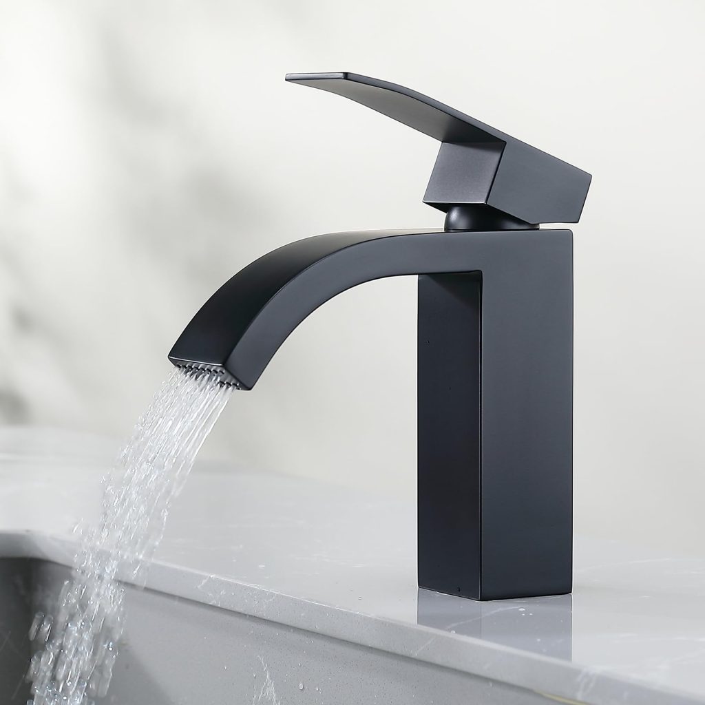 black faucets show water spots