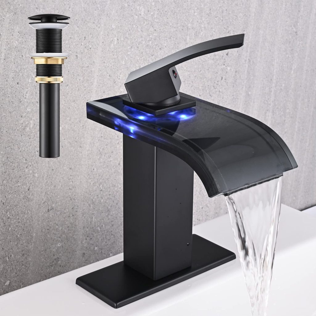 black faucets show water spots