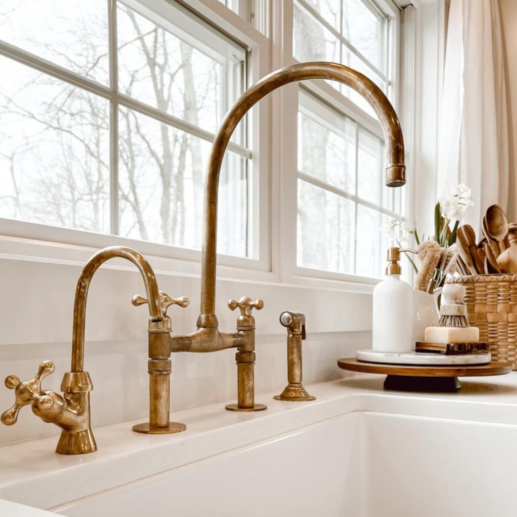 Antique brass faucets kitchen