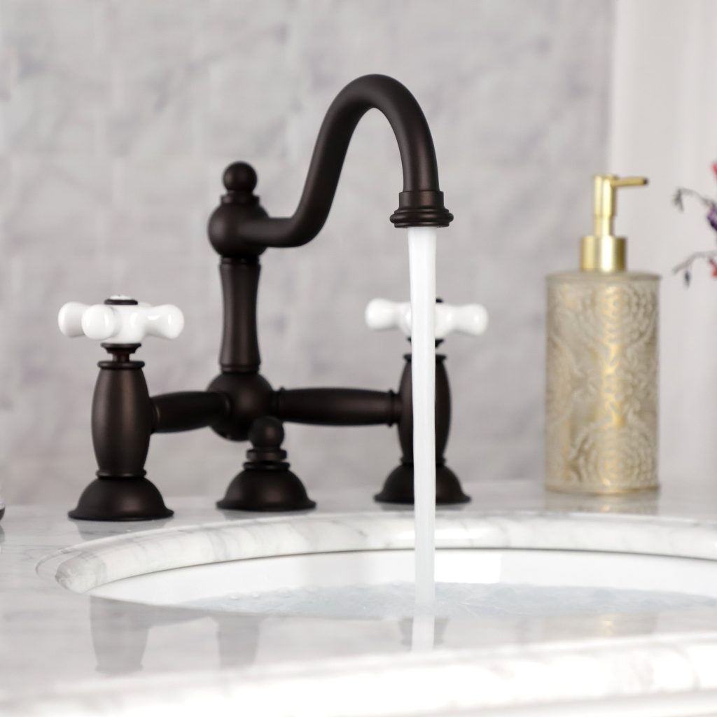 Bridge bathroom sink faucets